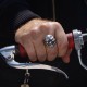 Oni Ring - Japanischer Dämon - Groß, massiv, handgefertigt 935 Silber. Hannya Maske - Biker Ring Bikerschmuck Rocker Schmuck