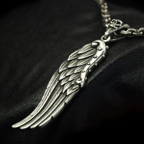 Freiheit - Exceptional Wing Pendant. Big, solid, handmade 935 Silver. Biker Pendant Biker Jewelry Rocker Jewelry