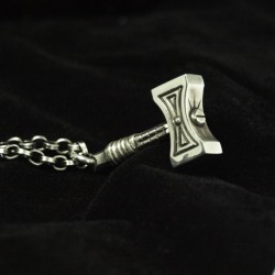 Der Hammer - Mjölnir feiner Silberanhänger. Detailliert, massiv, handgefertigt Silber. Thors Hammer Bikerschmuck Rocker Schmuck