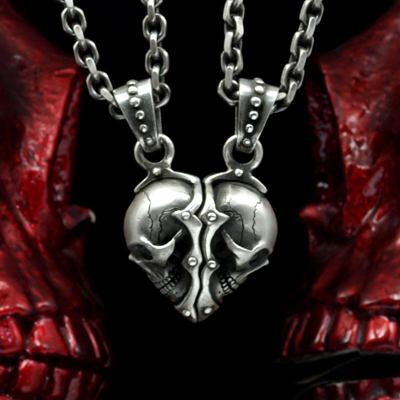Red Cherry Skulls Pendant Necklace Couple Skull Stainless Steel Jewelry Controse 
