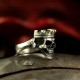 Prince - Small skull ring with crown. Anatomically correct. Silver Biker Ring as Biker Jewelry and Rocker Jewelery