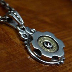 SixShooter pendant, silver biker pendant, rocker pendant, handmade, biker jewelry for men
